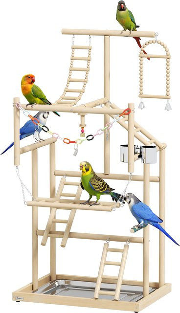 PawHut Vogelspeeltuin, Papegaaienspeelveld, mit Schaukel und Waage - Bild 1