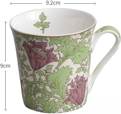 Knochenporzellan Tasse im Ölgemäldestil mit Blumenmuster, Multicolor, 370 ml - Bild 1