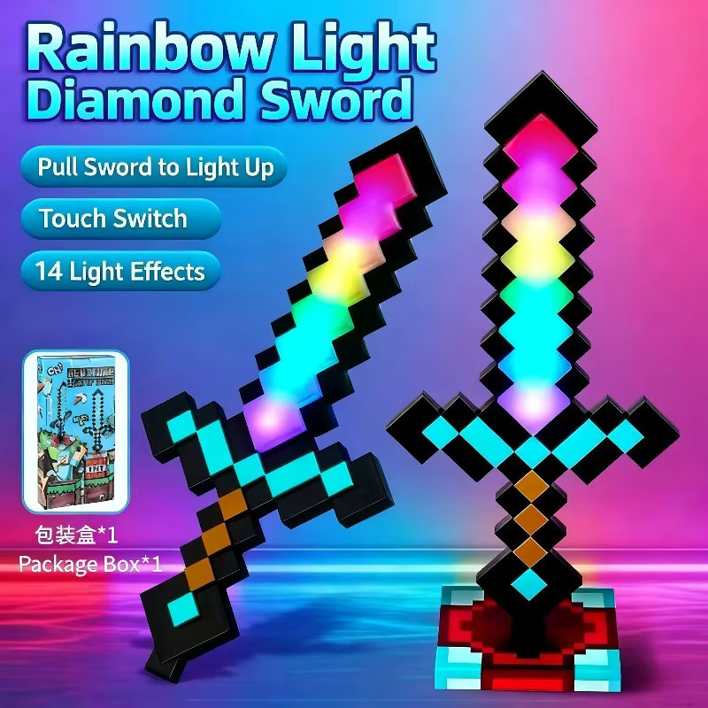 Bandai Regenbogen-Leuchtschwert-Lampe mit 14 Farbwechselnden RGB-LEDs und USB-Ladestation in Multicolour - Bild 2