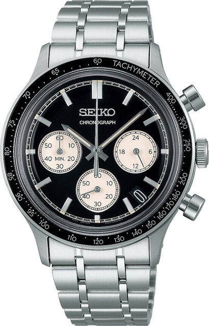 Seiko Chronograph, Quarz, Edelstahl, Schwarz, 39 mm, Herren - Bild 1