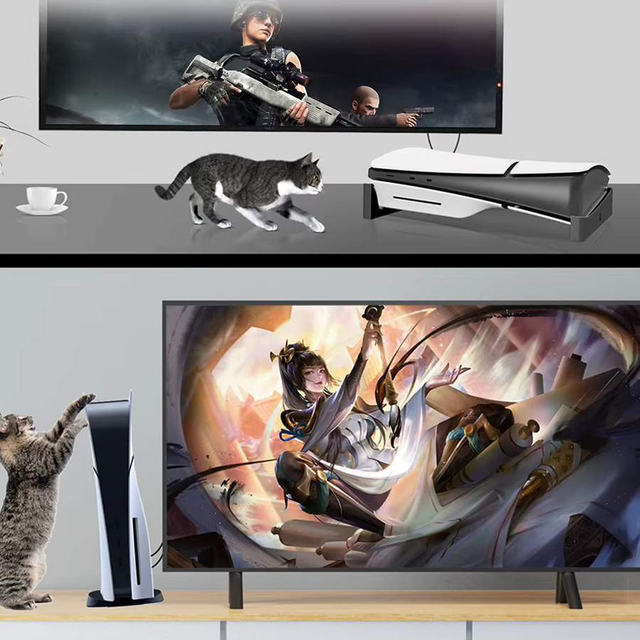 ALLOYSEED Basisständer für PlayStation 5 Slim Disc und Digital Edition, horizontaler Präsentationsständer mit Anti-Rutsch-Matten in Schwarz oder Weiß - Bild 3