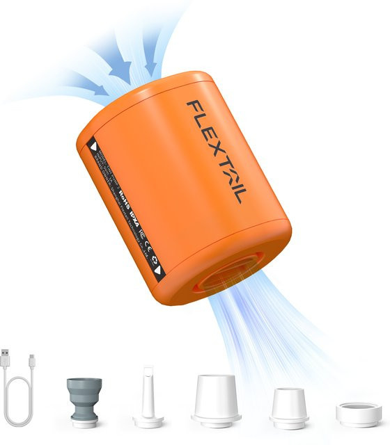 Flextail Tiny Pump 2 / 2X Elektrische Luftpumpe in Orange, tragbare Campingpumpe für Luftbetten, Schlafunterlagen und Poolschwimmer mit 4kPa Druck - Bild 1