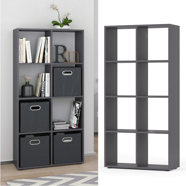 Vicco Scutum Standregal Raumteiler in Grau mit 8 Fächern - Bild 1