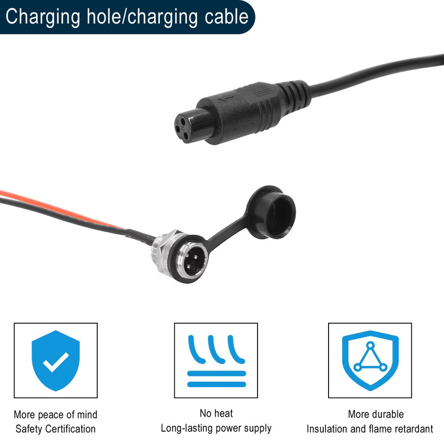 3-poliger Lithium-Elektrofahrzeug-Ladeanschluss Stecker Set in Schwarz für Elektroroller mit männlichem und weiblichem Luftfahrtkopf - Bild 2