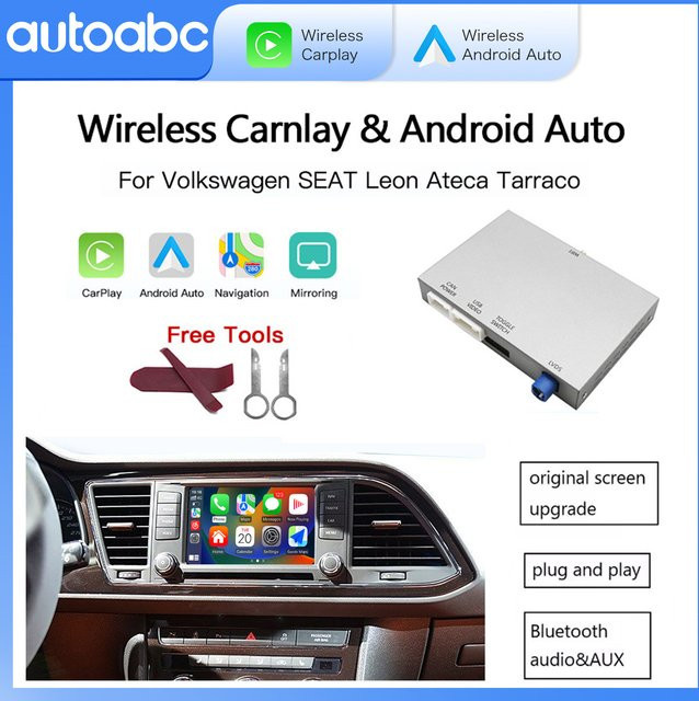 AUTOABC Drahtlose CarPlay und Android Auto Adapter für VW Golf 7, SEAT Leon MK3 und Ateca, kompatibel mit MIB1 System - Bild 1