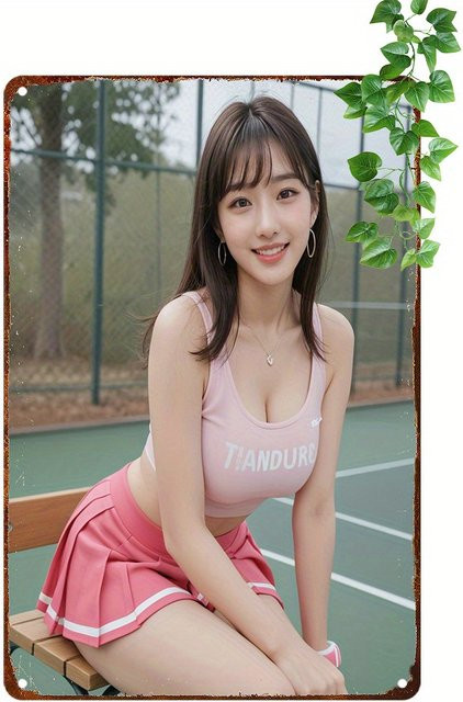 CIFBUY Retro Anime Girl Wandschild aus Metall, Vintage Dekoration, B: 20,32 cm, H: 30,48 cm, Mehrfarbig - Bild 1