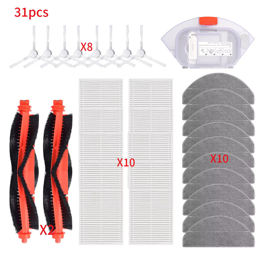 Xiaomi Roboterzubehör Set mit Hauptbürste, Seitenbürste, Wischtuch und Filterbeuteln für 3C Plus, C103, E10, B112, E12, E10C, S20 und D106 in Multicolour - Bild 2