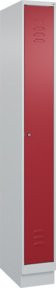 C+P Spind Classic PLUS Garderobenschrank mit Sockel, 1 Abteil, Zylinderschloss, 3 Garderobenhaken, Grau/Rot, H x B x T: 195 x 25 x 50 cm - Bild 1