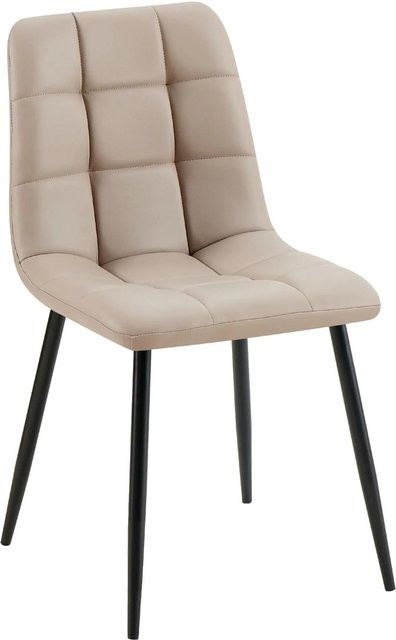 DELUKE Esszimmerstuhl FANOR in Taupe mit Kunstleder und Stepp-Muster, B/T/H: 45 x 55 x 84 cm - Bild 1