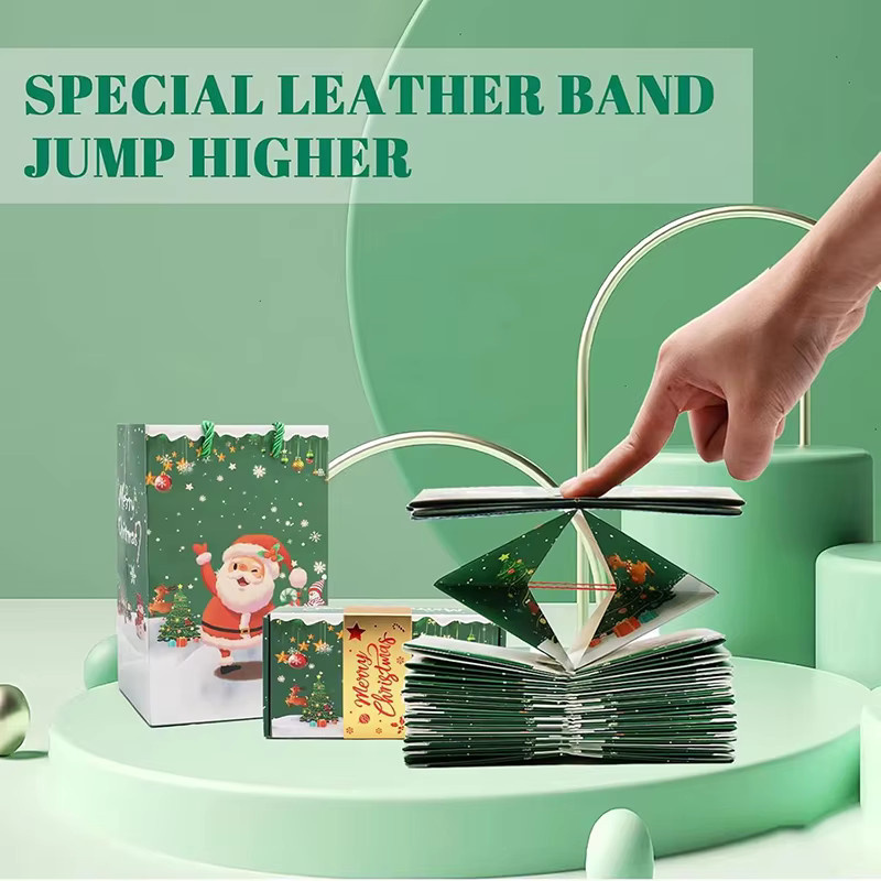 12 Stück Weihnachts Pop-up Geschenkboxen in Rot und Grün, faltbare DIY Hüpfboxen aus Papier für Weihnachtsfeiern und Geldgeschenke - Bild 3