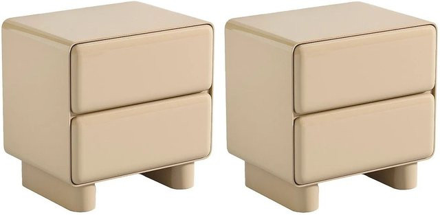 Nachttisch Aunela in Beige mit Design-Elementen, Breite: 56,5 cm - Bild 1