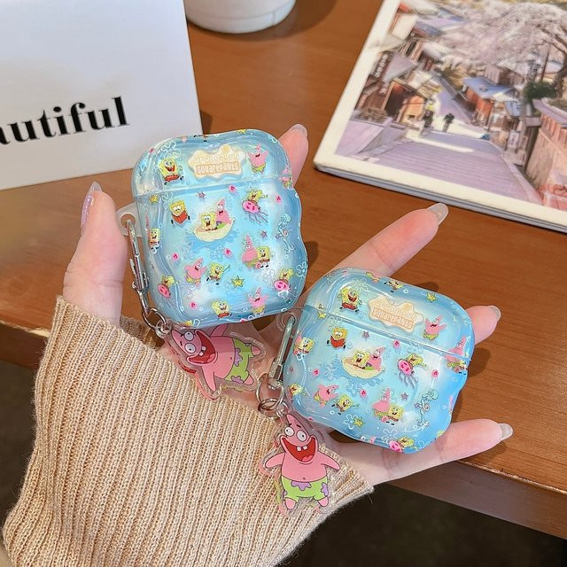 SpongeBob Schwammkopf und Patrick Star Kopfhörerhülle für Apple AirPods 1 2 3 4 Pro 2 3 Schutzhülle für kabellose Bluetooth-Kopfhörer - Bild 1