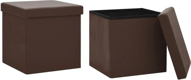 Set aus 2 vidaXL Hockern mit Stauraum in Braun aus Kunstleder - Bild 1