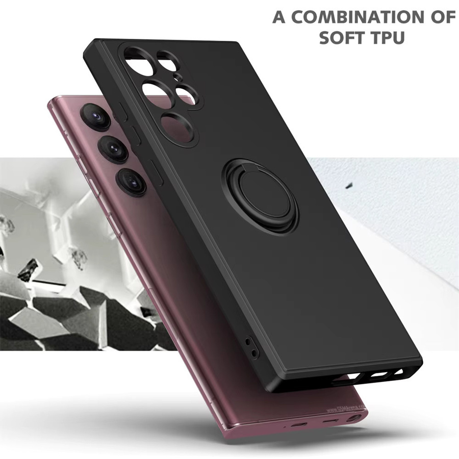 Silikonhülle mit 360-Grad-Fingerring für Samsung Galaxy S23 S24 Ultra Plus S22 S21 S20 FE S10 Plus A32 A52 in Schwarz und Lila - Bild 3