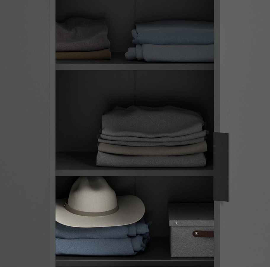 Kleiderschrank Swan 2-türig in Grau mit integrierten Schubladen und Kleiderstange, B/H: 80 x 140 cm - Bild 3