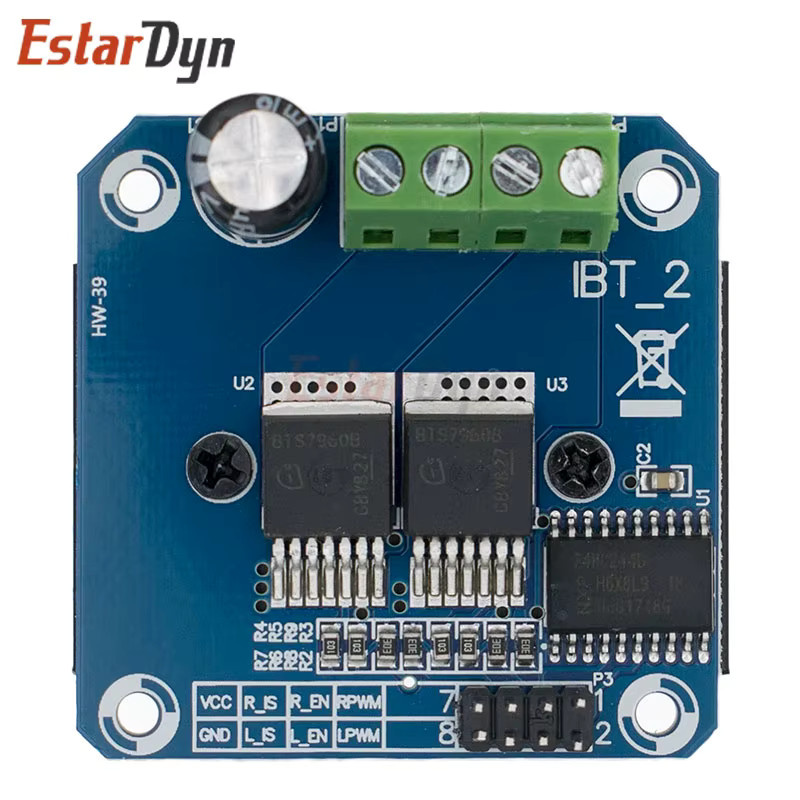Estardyn Hochleistungs-Smart-Car-Motorantrieb Modul BTS7960 43A mit Halbleiter-Kühlung in Blau - Bild 4