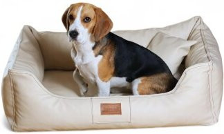 Tierlando MADDOX KOMFORT Hundebett Hundesofa aus Kunstleder in Beige, B: 125 cm, T: 75 cm, H: 25 cm