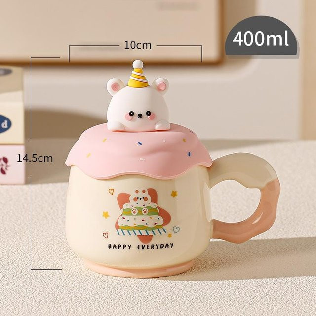 Kreative Keramiktasse mit dreidimensionalem Tier-Design von Yiran Furniture, Weiß, 400 ml - Bild 1