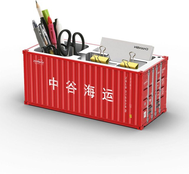 Binchi Outdoor Product Schiffscontainer Modell Stiftehalter aus Metall in Rot - Bild 1