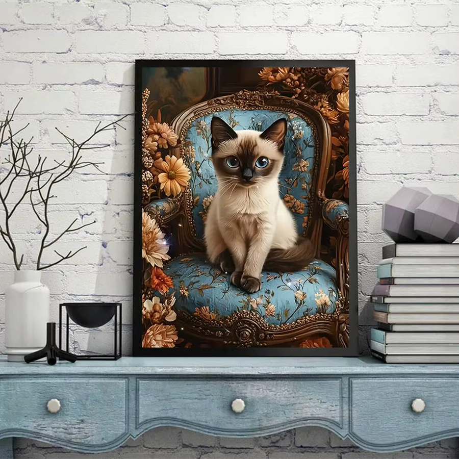 HUACAN Diamant-Mosaik Kunsthandwerk Katze Wanddekoration Mehrfarbig B/H: 30 x 20 cm - Bild 3