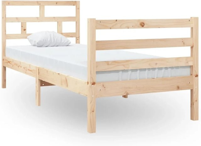 vidaXL Massivholzbett aus Kiefernholz in Braun mit rustikaler Optik B/T/H: 75 x 190 cm - Bild 1