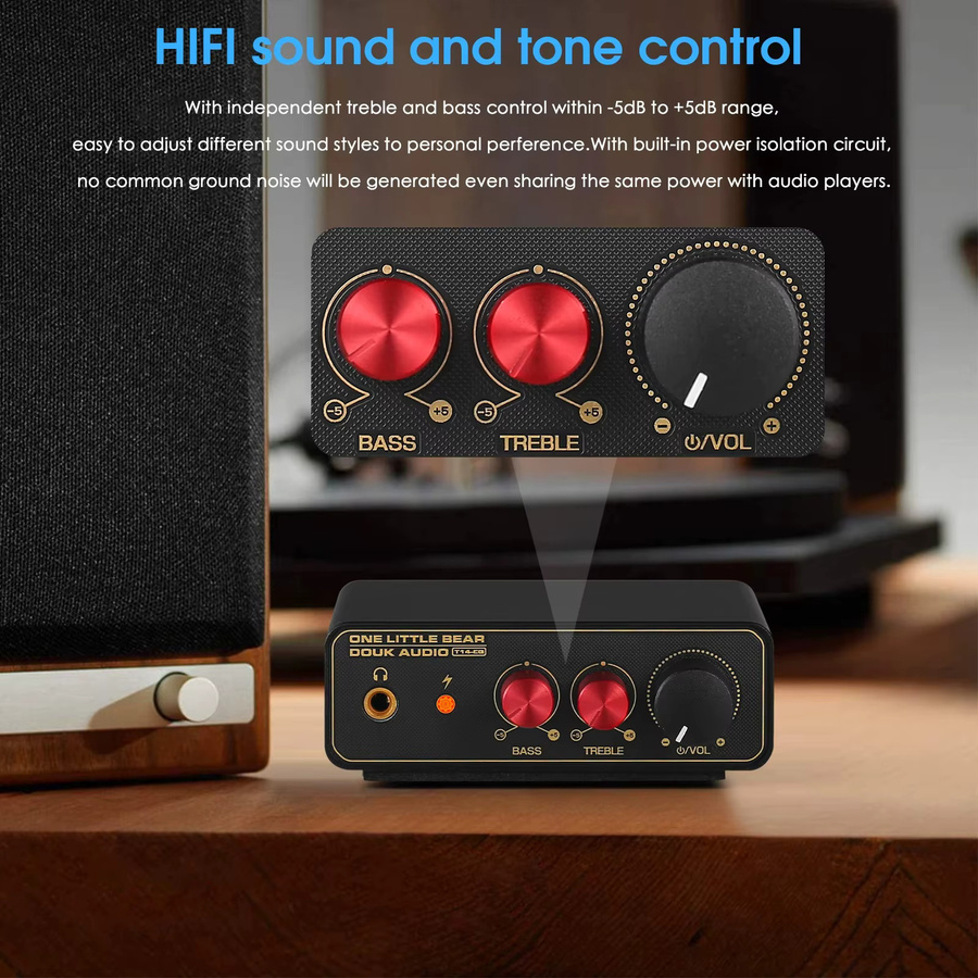 Nobsound T14-EQ HiFi Phono-Vorverstärker MM/MC RIAA Vorverstärker für LP-Vinyl-Plattenspieler in Schwarz mit 3,5mm Kopfhörerausgang - Bild 3