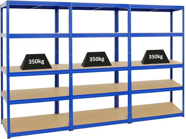 PROREGAL Schwerlastregal Slim Elephant M, 5 Ebenen, Blau, H x B x T: 180 x 90 x 60 cm - Bild 1