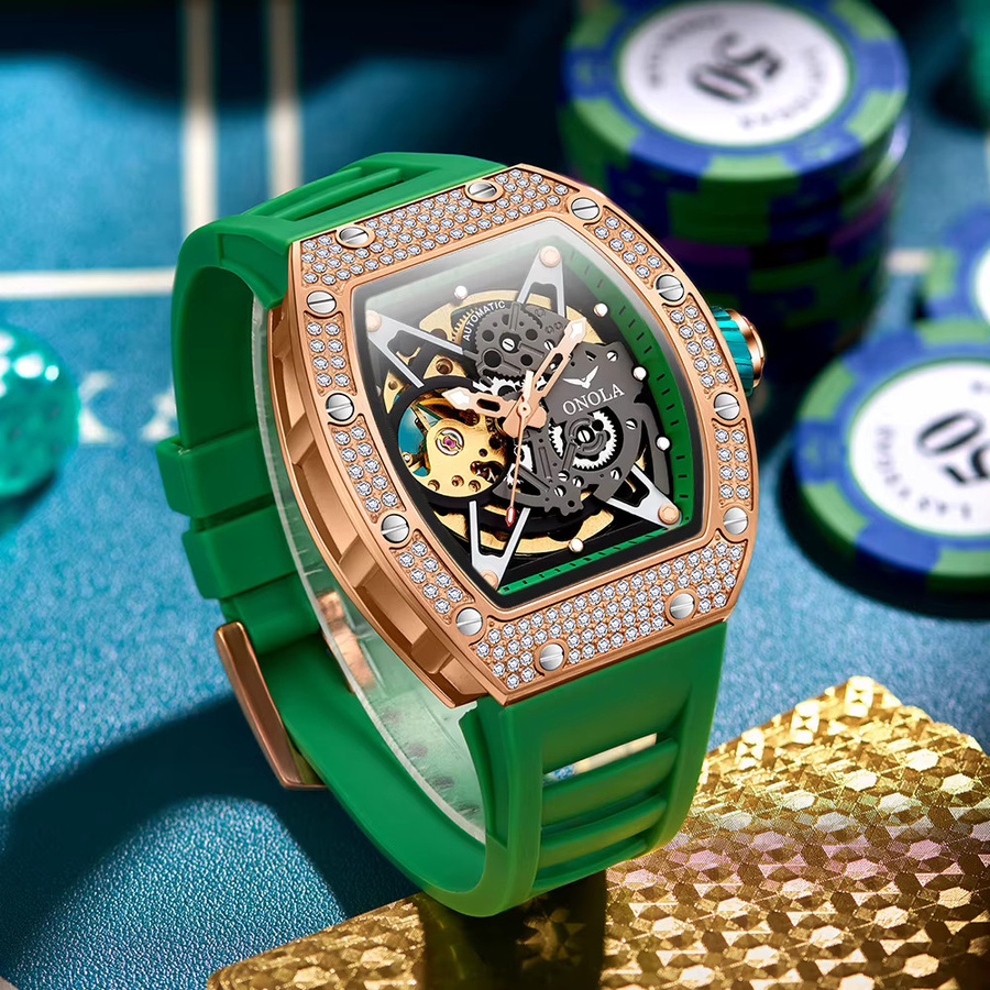ONOLA Armbanduhr, Automatik, Edelstahl, Diamant, Herren - Bild 3