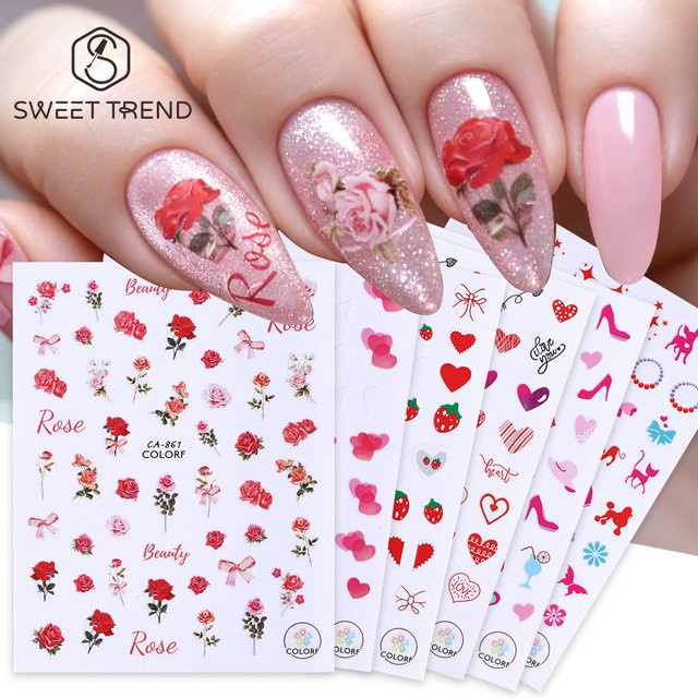 Sweet Trend Nagelkunst-Aufkleber, 6 Stück, Valentinstag-Serie - Bild 1