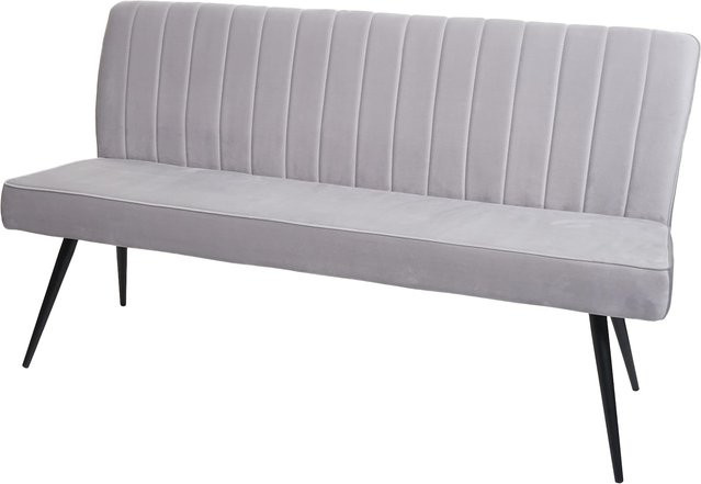 MCW Sitzbank K16 mit Rückenlehne aus Samt und Metall, Hellgrau, B: 160 cm, H: 90 cm, T: 60 cm - Bild 1