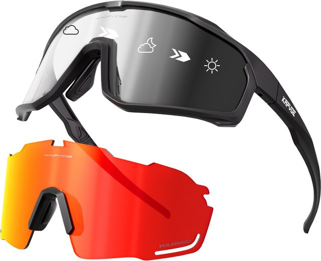Kapvoe Sportsonnenbrille, Unisex, Vollrand, Black, Kunststoff - Bild 1