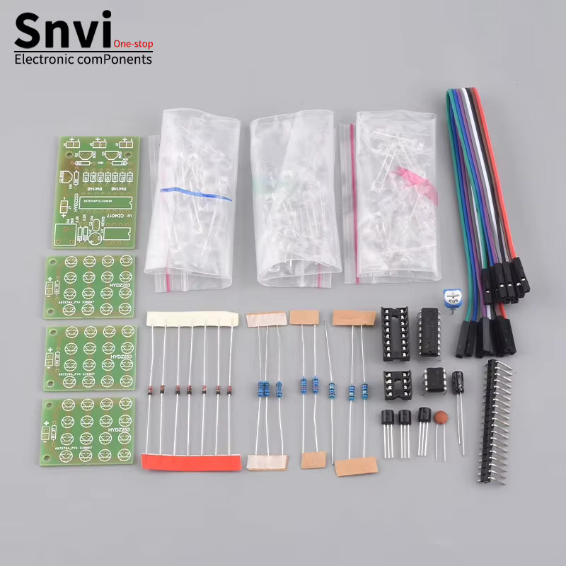 Snvi CD4017 NE555 LED Stroboskop-Licht-Set DIY Elektronik-Bausatz in Rot, Weiß und Blau - Bild 1