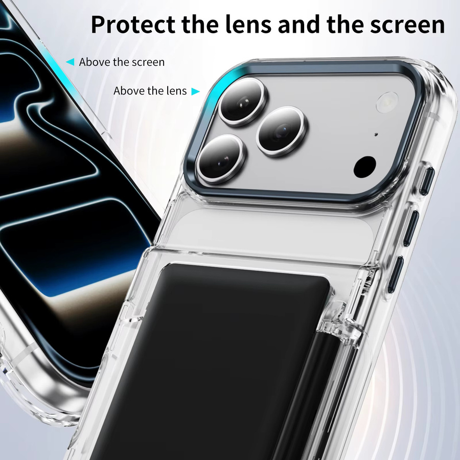 szHAIyu Transparente Flip-Wallet-Handyhülle mit Kartenfach und Ständer für iPhone, Stoßfestes Design in Orange - Bild 4