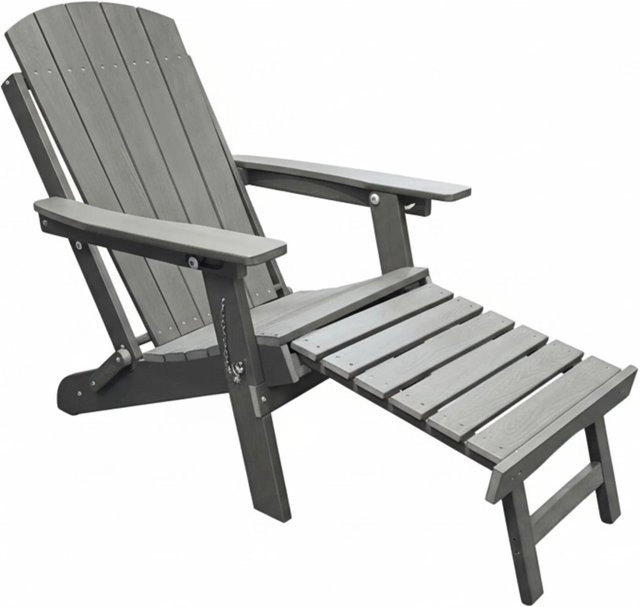 osoltus Adirondack Stuhl mit passendem Fußhocker aus HDPE in Grau - Bild 1
