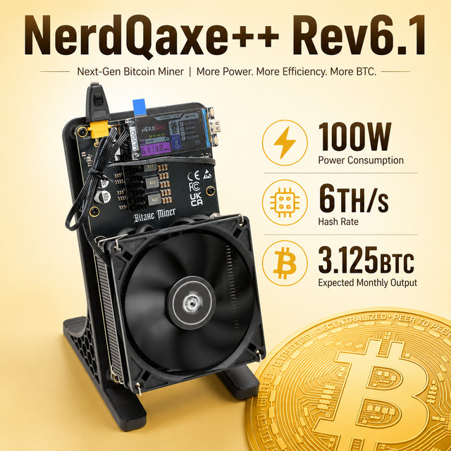 NerdQaxe++ Rev6.1 Open Source SHA-256 Solo Miner in Schwarz mit 12V 10A Netzteil - Bild 1