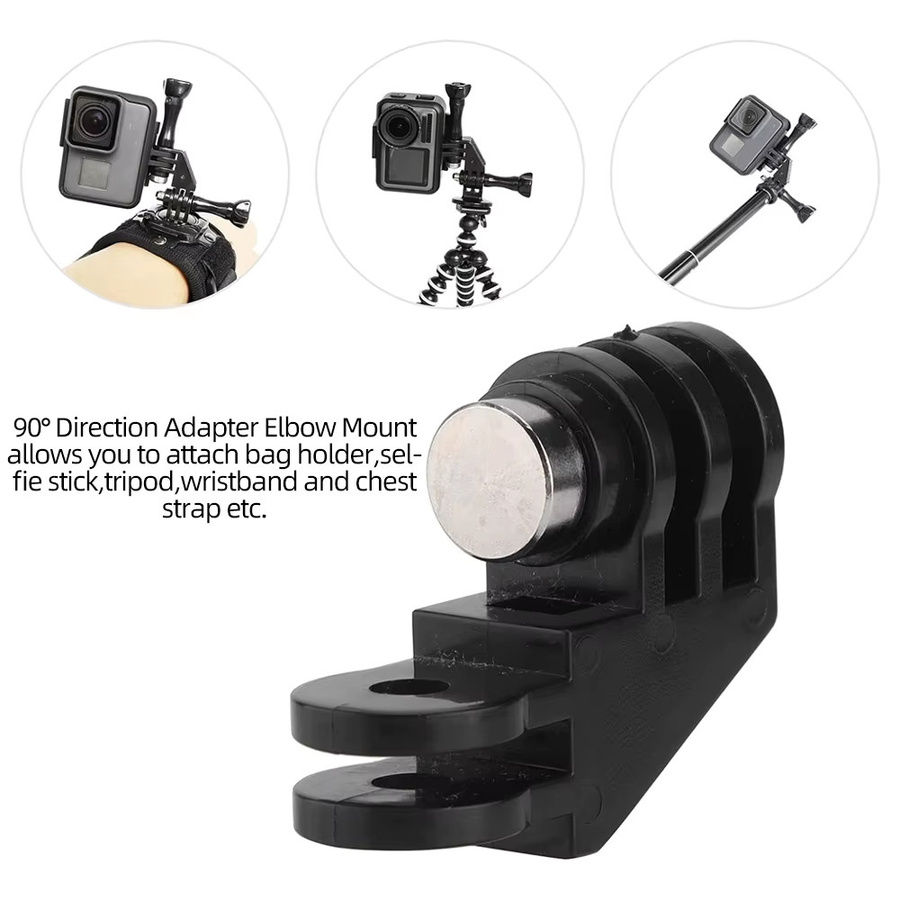 EXSKOF 90 Grad Vertikaler Adapter Stativhalterung für GoPro Hero, Insta360, SJCAM, AKASO und DJI OSMO Action-Kameras, Schwarz - Bild 2