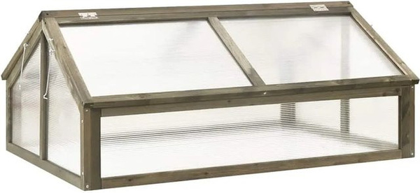 vidaXL Gewächshaus aus Holz in Grau mit Giebeldach für den Gemüsegarten, B/T/H: 114 x 80 x 50 cm