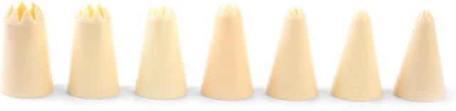Hendi Riffel-Spritzbeutel-Tüllen Set zum Dekorieren, 7 Stück, Weiß, Durchmesser: 8-20 mm - Bild 1