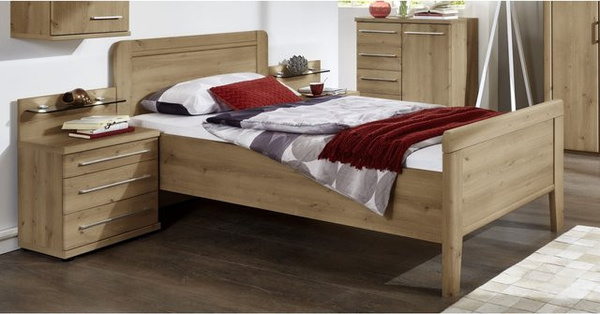 Vaja Möbel Einzelbett Manaui in Eiche, modern, B/T/H: 100 x 200 x 88 cm