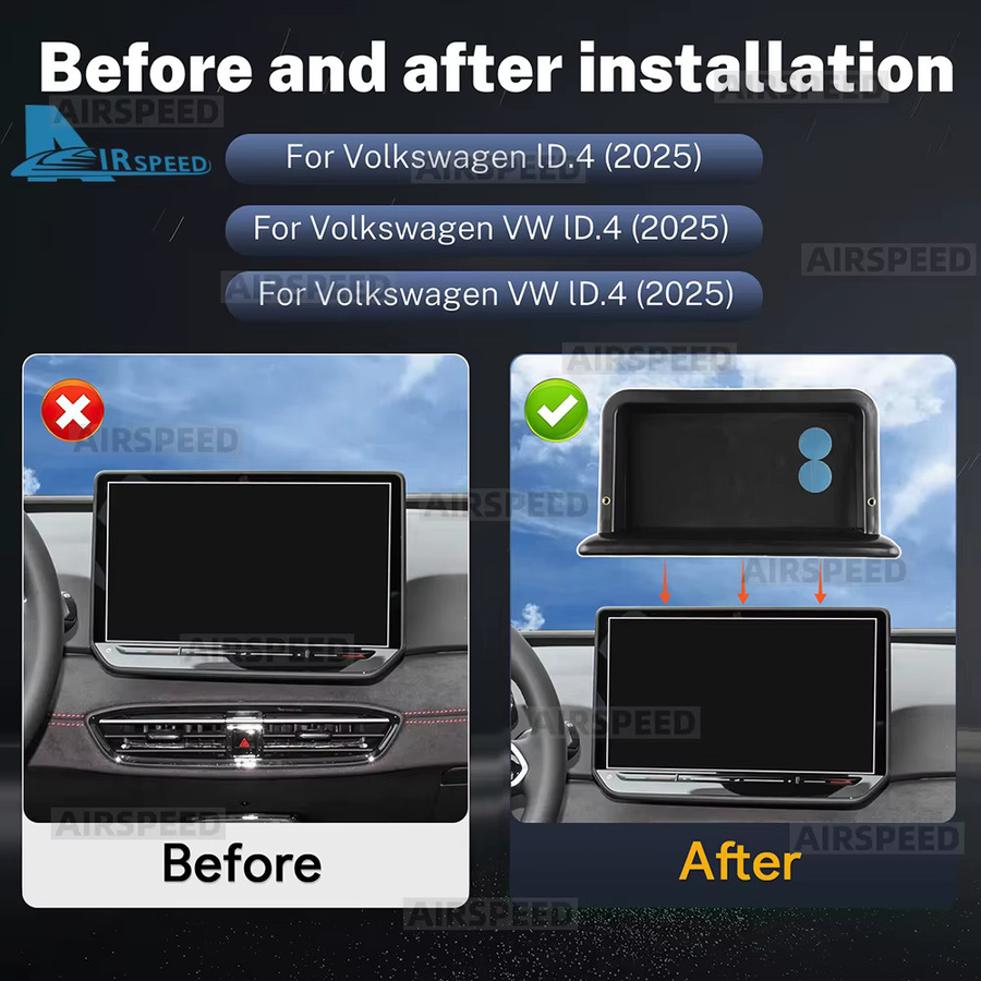 Aufbewahrungsbox für das Armaturenbrett Volkswagen VW ID3 ID4 CROZZ, Mittelkonsole Verstecktes Fach hinter dem Bildschirm, Schwarz - Bild 3