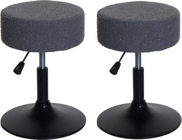 2er-Set MCW Sitzhocker C22 höhenverstellbar und drehbar aus Stoff Bouclé in Dunkelgrau Durchmesser: 37 cm - Bild 2