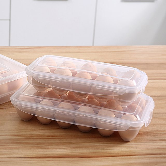 Eier-Aufbewahrungsbox mit Deckel und Gitter für Küche und Kühlschrank, transparent - Bild 1