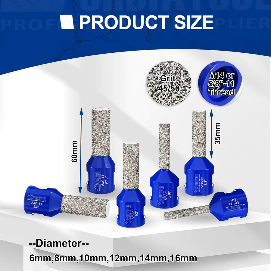 SHDIATOOL Diamant-Lochsäge Fingerfräser für Keramikfliesen, Marmor und Granit, Farbe: Blau, Durchmesser: 6 mm - Bild 2
