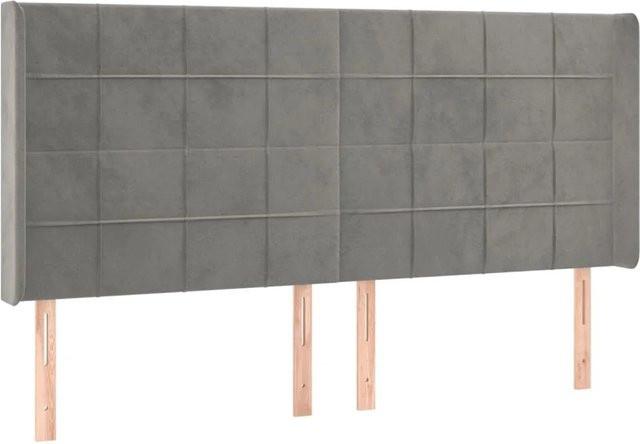 vidaXL LED Kopfteil in Hellgrau aus Samt mit integrierter Beleuchtung und USB-Anschluss B: 183 cm, T: 16 cm, H: 118 cm - Bild 1