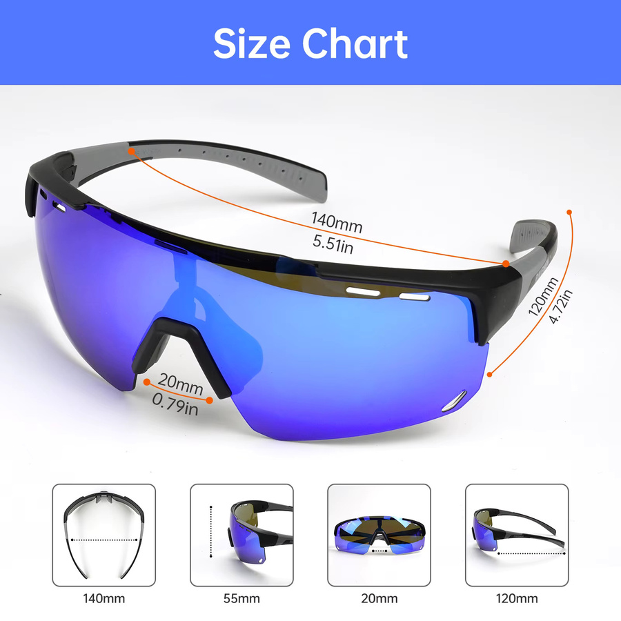RAVEMEN CG13 Sportsonnenbrille, Vollrand, TR90, Blau - Bild 2