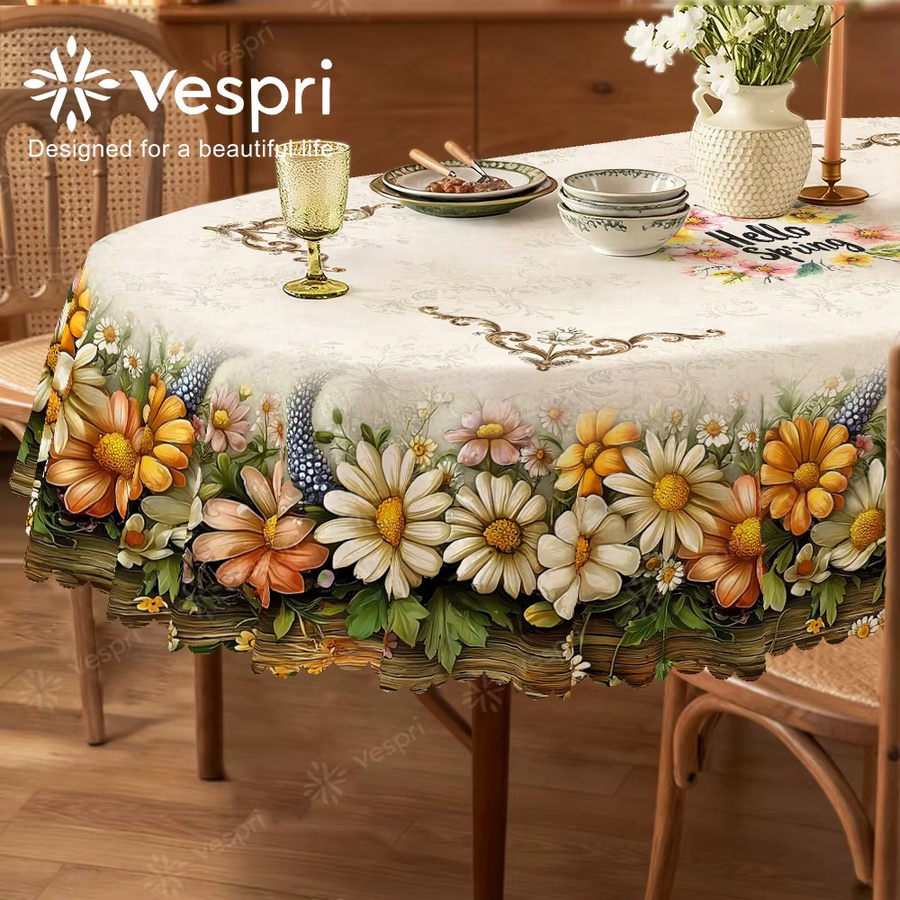 Vespri Frühlingstischdecke mit Blumenmuster in Pastellfarben aus Polyester für Ostern - Bild 2