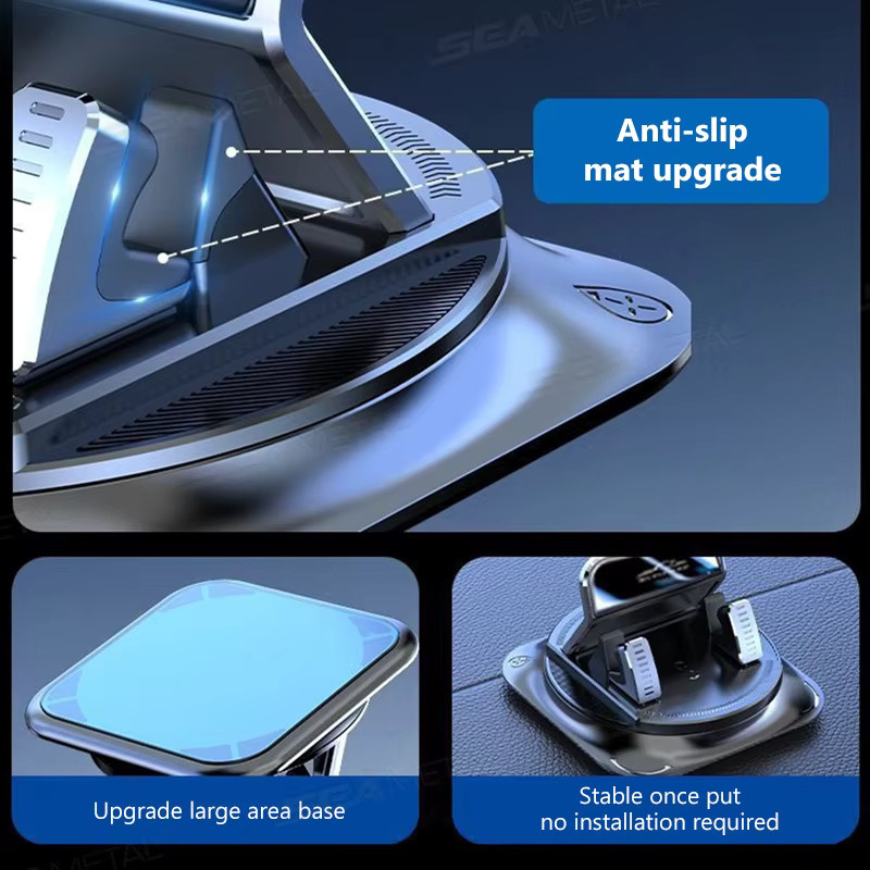 SEAMETAL Auto-Handyhalterung für das Armaturenbrett mit 360 Grad drehbarem Saugnapf und rutschfester Basis in Schwarz - Bild 4