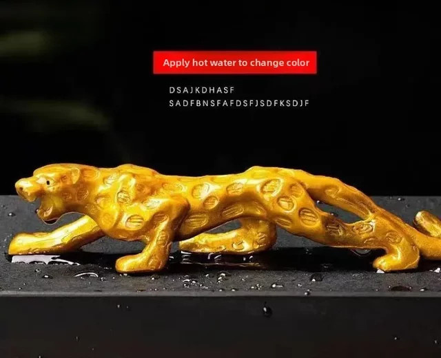Goldene Leoparden-Teehaustierfigur als dekorative Handwerkskunst für Teezeremonien und Armaturenbretter - Bild 1