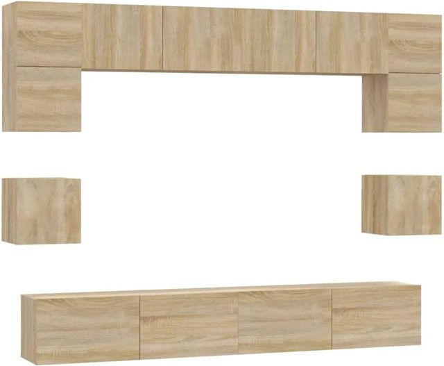 vidaXL 8-teiliges TV-Schrank-Set Sonoma-Eiche in Braun aus Holzwerkstoff, Wandmontage für dein Wohnzimmer, B/T/H: 60 x 30 x 30 cm, 80 x 30 x 30 cm, 100 x 30 x 30 cm und 30,5 x 30 x 30 cm - Bild 1