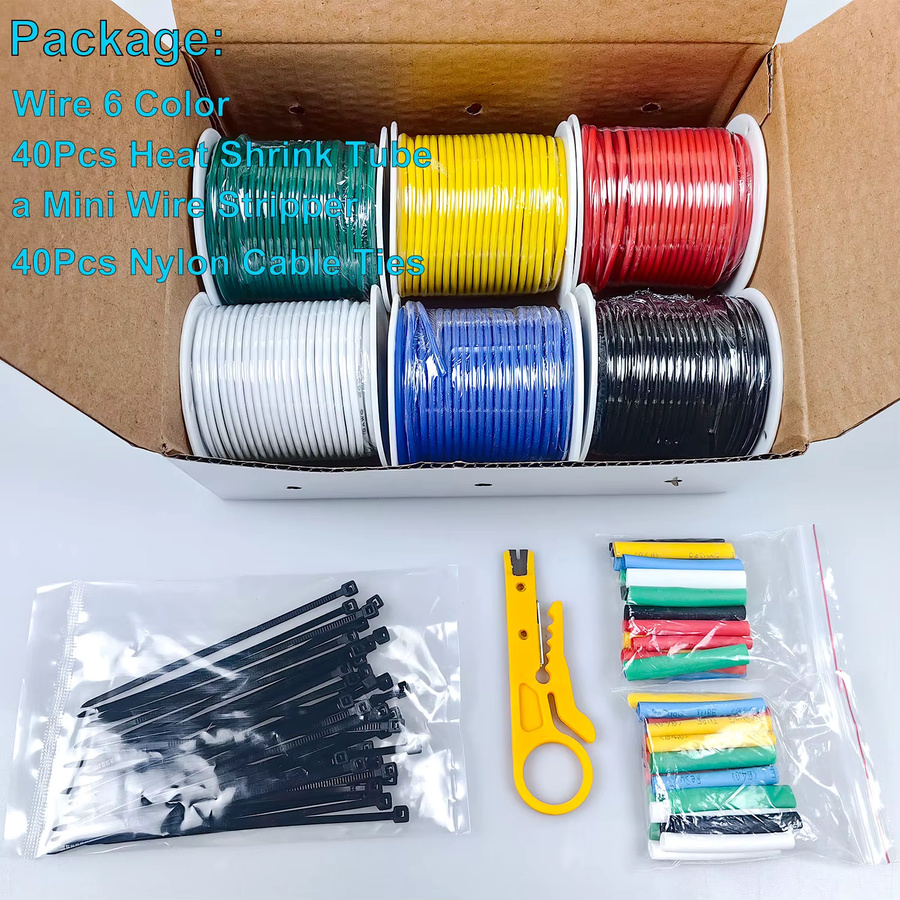 Silikon-Elektrodraht Set mit verzinnter Kupferleitung in 6 Farben, 18 AWG, einadrig, inklusive Werkzeug - Bild 6
